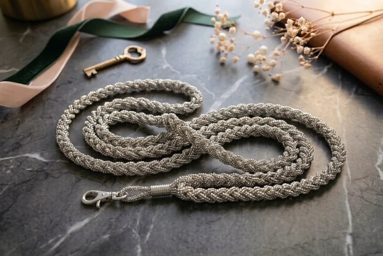 Lumière Braid｜ガラスストーン スマホショルダー（シルバー）